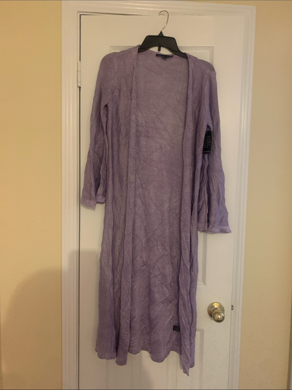 Boston Proper Lavender Open-Front Long Knit Cardigan